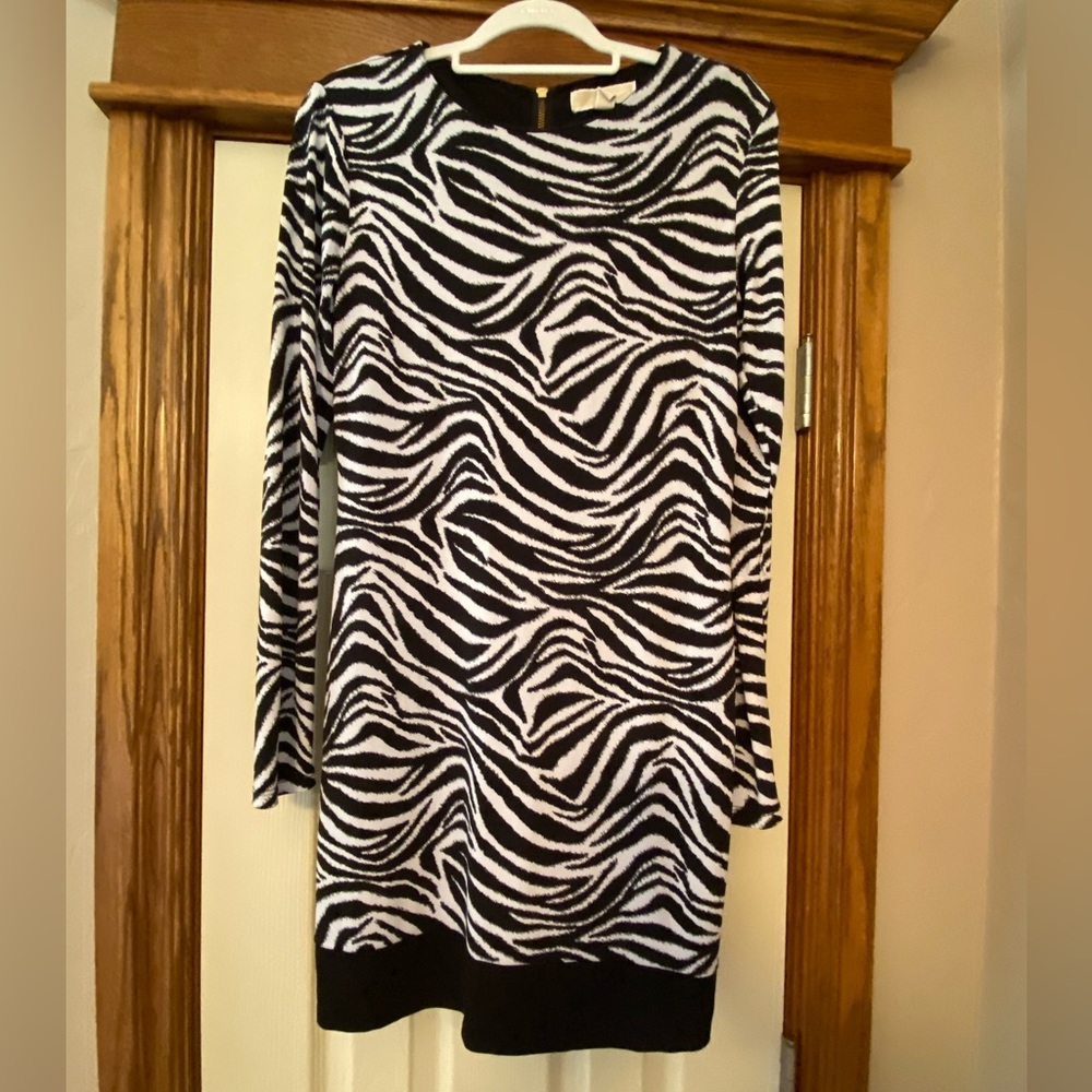Michael Michael Kors Womens Zebra Print A-line Dress Sz S